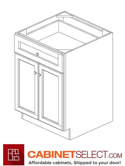 AZ-B24B: Champagne Shaker 24″ 1 Drawer 2 Door Base Cabinet
