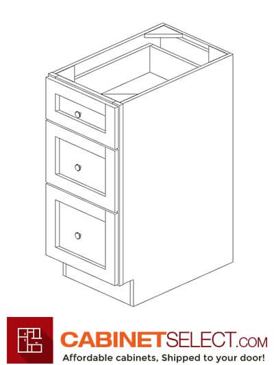 AH-DB15(3): Homestead Oak Shaker 15″ 3 Drawer Base Cabinet