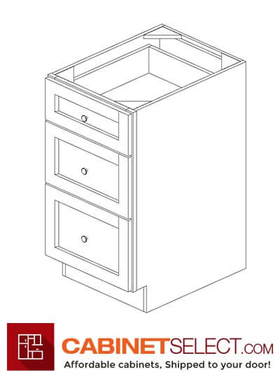 AG-DB18(3): Greystone Shaker 18" 3 DrAGer Base Cabinet