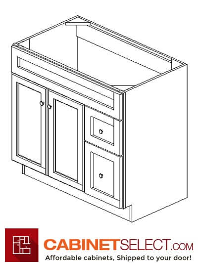 AG-S3621BDR-34-1/2”: Greystone Shaker 36" Right DrAGers (2) Vanity