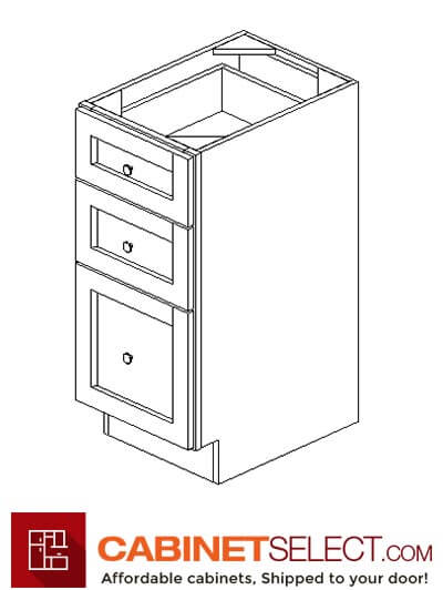 AG-SVB1221-34-1/2”: Greystone Shaker 12" Three DrAGer Base vanity