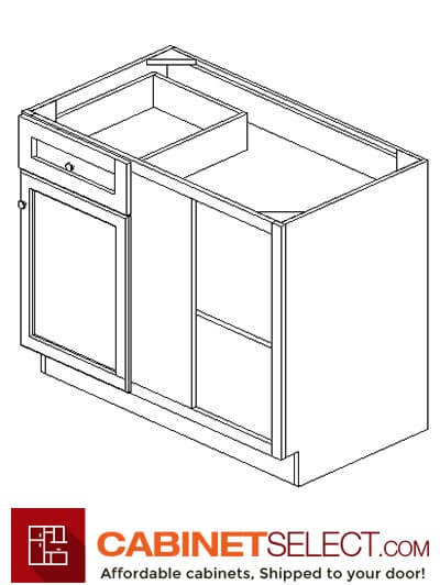 AZ-BBLC39/42-36″ W: Champagne Shaker 39″ 1 Drawer 1 Door Blind Corner Base Cabinet