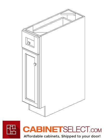 AW-B09: Ice White Shaker 9" 1 Drawer 1 Door Base Cabinet