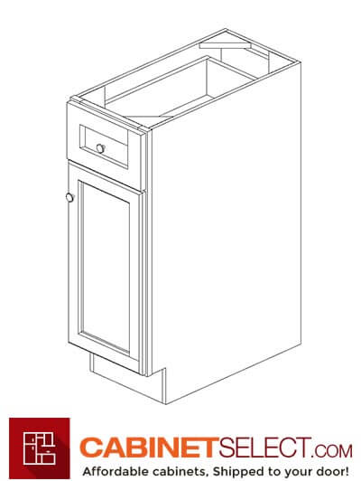 AW-B12: Ice White Shaker 12" 1 Drawer 1 Door Base Cabinet