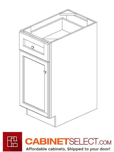 AW-B15: Ice White Shaker 15" 1 Drawer 1 Door Base Cabinet