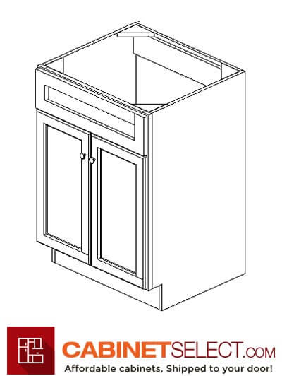 AW-S2421B-34-1/2”: Ice White Shaker 24" Sink Base Vanity
