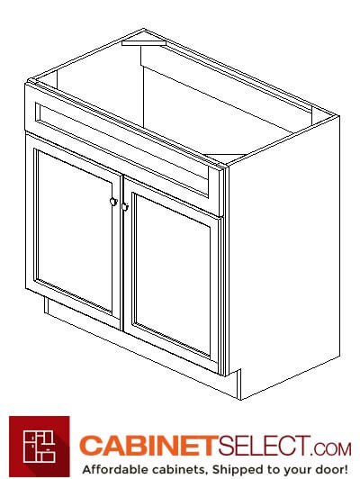 AW-S3621B-34-1/2”: Ice White Shaker 36" Sink Base Vanity
