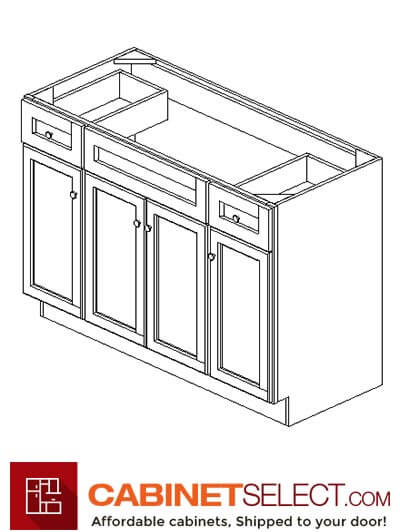 AW-S6021B12D-34-1/2”: Ice White Shaker 60" Drawers (2) Vanity