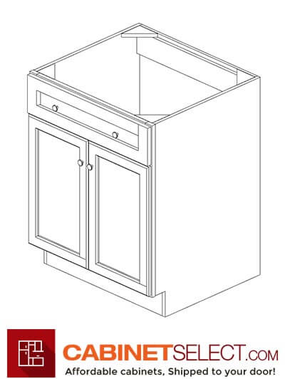 AW-SB27B: Ice White Shaker 27" 2 Door Sink Base Cabinet