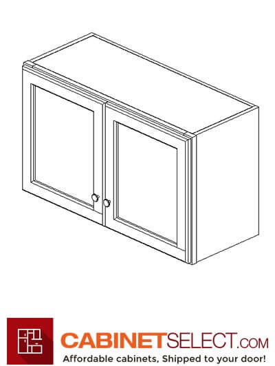 AW-W3018B: Ice White Shaker 30" Double Door Bridge Wall Cabinet