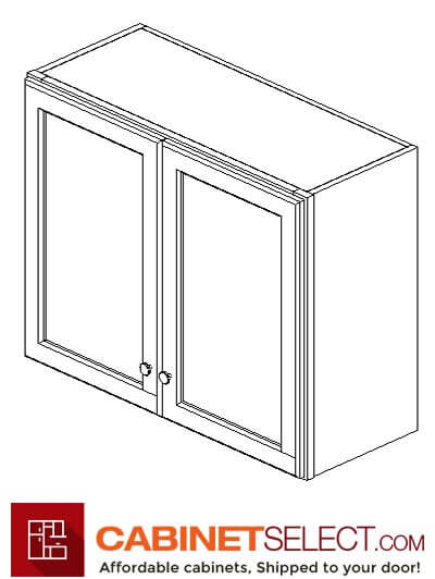AW-W3024B: Ice White Shaker 30" Double Door Bridge Wall Cabinet