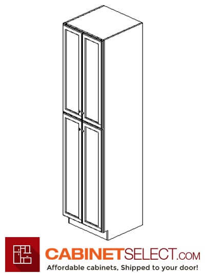 AW-WP2496B: Ice White Shaker 24" 2 Door Pantry Cabinet