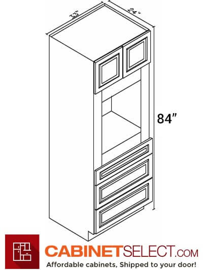 CYOF-OC3384B: Country Oak Classic 33" 3 Drawer 2 Door Oven Cabinet