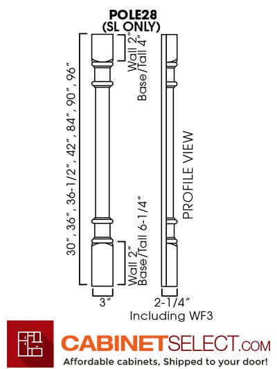 GW-POLE28-W342: Gramercy White Decor Leg