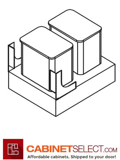 SB-TCR21: Double Trash Can insert: Ice White RTA Kitchen Cabinet