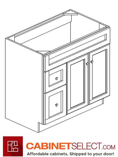 TW-S3621BDL-34-1/2”: Uptown White 36" Left Drawers (2) Vanity