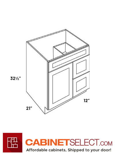 L06-V3021: Luxor Cinnamon 30″ Single Door and Two Drawer Vanity Sink Base (right drawer)