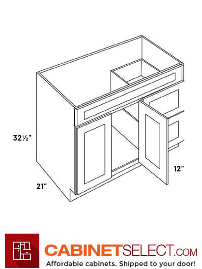 L06-V3621: Luxor Cinnamon 36″ Double Door and Two Drawer Vanity Sink Base (right drawer)