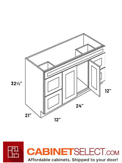 L06-V4821DD: Luxor Cinnamon 48″ Double Door and Four Drawer Vanity Sink Base