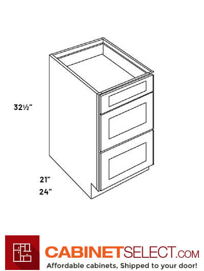 L02-DB15HA: Luxor Smokey Grey 15″ Three Drawer Base Cabinet ADA