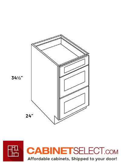 L02-DB15: Luxor Smokey Grey 15″ Three Drawer Base Cabinet