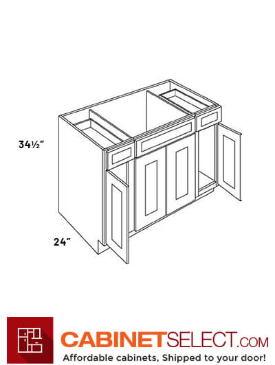 L02-SB60: Luxor Smokey Grey Combinatio 60″ Sink Base Cabinet with Three Doors and Two Drawers