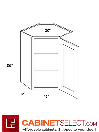 L02-CW2430: Luxor Smokey Grey 24″ Diagonal Corner Wall Cabinet