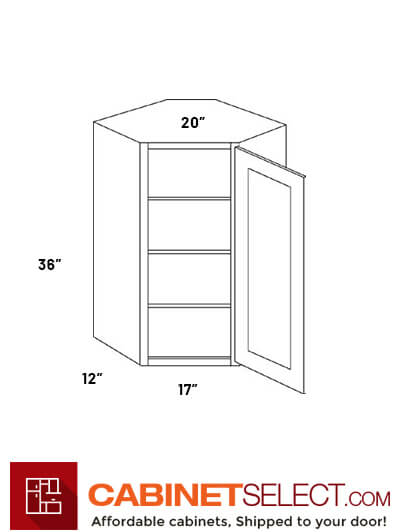 L02-CW2436: Luxor Smokey Grey 24″ Single Door Diagonal Corner Wall Cabinet