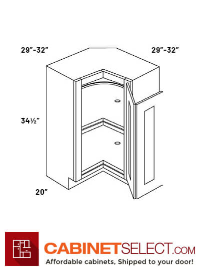L06-CAR33: Luxor Cinnamon 33″ Lazy Susan Corner Base Cabinet