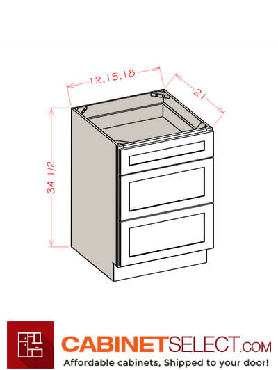 OW-3VDB18: Oxford White 18″ Vanity Drawer Base
