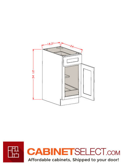 CW-B211RS: Casselberry Antique White 21″ Single Door Single Drawer One Rollout Shelf Base Kit