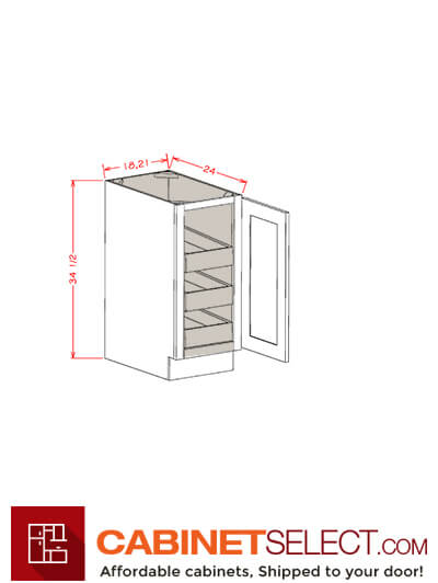 CW-B21FH3RS: Casselberry Antique White 21″ Single Full Height Door Three Rollout Shelf Base Kit