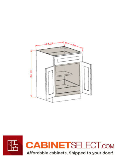 CW-B271RS: Casselberry Antique White 27″ Double Door Single Drawer One Rollout Shelf Base Kit