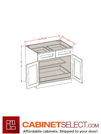 CW-B361RS: Casselberry Antique White 36″ Double Door Double Drawer One Rollout Shelf Base Kit