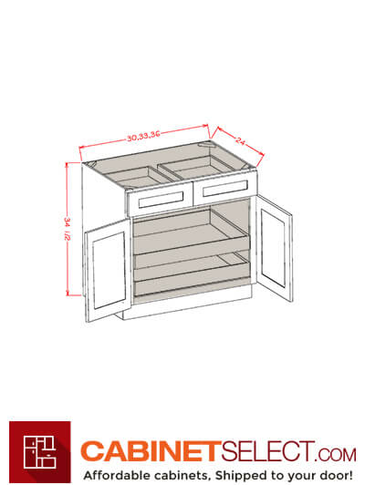 OM-B362RS: Oxford Mist 36″ Double Door Double Drawer Two Rollout Shelf Base Kit
