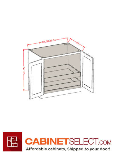 CW-B30FH2RS: Casselberry Antique White 30″ Double Full Height Door Two Rollout Shelf Base Kit