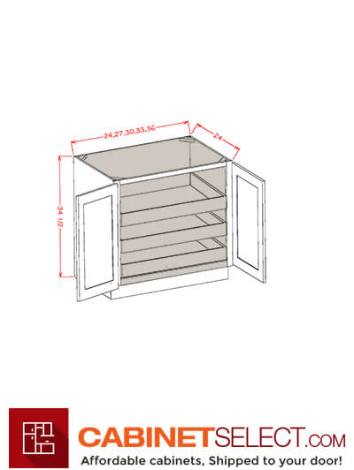 OM-B33FH3RS: Oxford Mist 33″ Double Full Height Door Three Rollout Shelf Base Kit