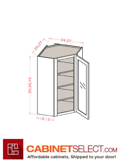 OW-DCW2442GD: Oxford White Diagonal Glass Door Wall Cabinet 42″ Tall