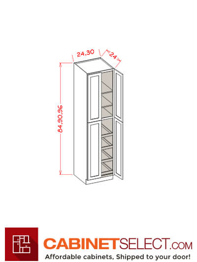 OM-U2484244RS: Oxford Mist 24″ Four Door Utility, Four Rollout Shelf Cabinet 84″ H