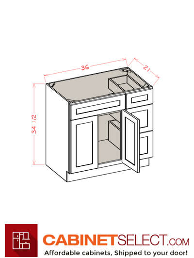 OS-V3621DR: Oxford Green 36″ Vanity Combo Bases Three Drawers Right