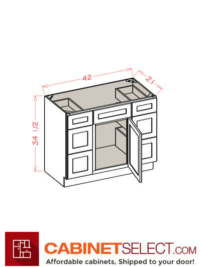 OM-VDDB42: Oxford Mist 42″ Vanity Combo Bases Double Three Drawer Stack