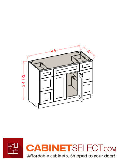 OM-VDDB48: Oxford Mist 48″ Vanity Combo Bases Double Three Drawer Stack