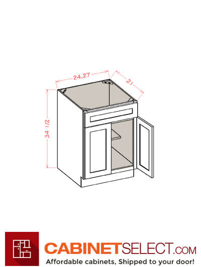 OW-VS27: Oxford White 27″ Vanity Sink Base Double Door Single Drawer Front