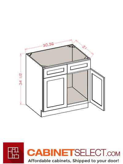 OM-VS36: Oxford Mist 36″ Vanity Sink Base Double Door Double Drawer Front