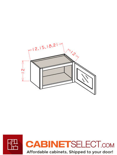 CW-W1212GD: Casselberry Antique White 12″ Glass Door Wall Stacker Cabinet Single Door 12″ H
