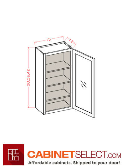 CW-W1536GD: Casselberry Antique White 15″ Glass Door Wall Cabinet Single Door 36″ Tall