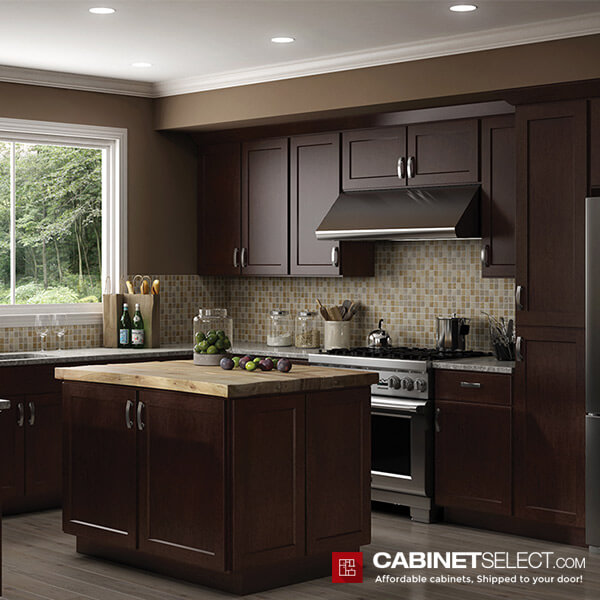Luxor Espresso Shaker | Dark Kitchen Cabinets