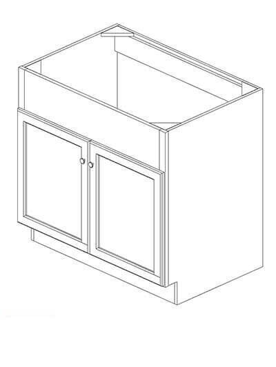 AH-FSB33B: Homestead Oak Shaker 33″ 2 Door Farm Sink Base Cabinet