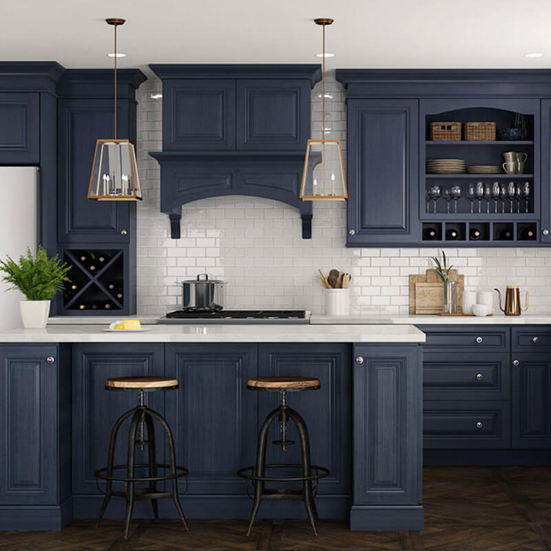Park Ave Ocean Blue RTA Kitchen Cabinets | CNC Park Ave Ocean Blue Kitchen Cabinets