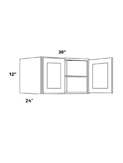 EB23-W3012X24: Elegant Stone 30×12 Double Door Wall Cabinet, 24″ Deep